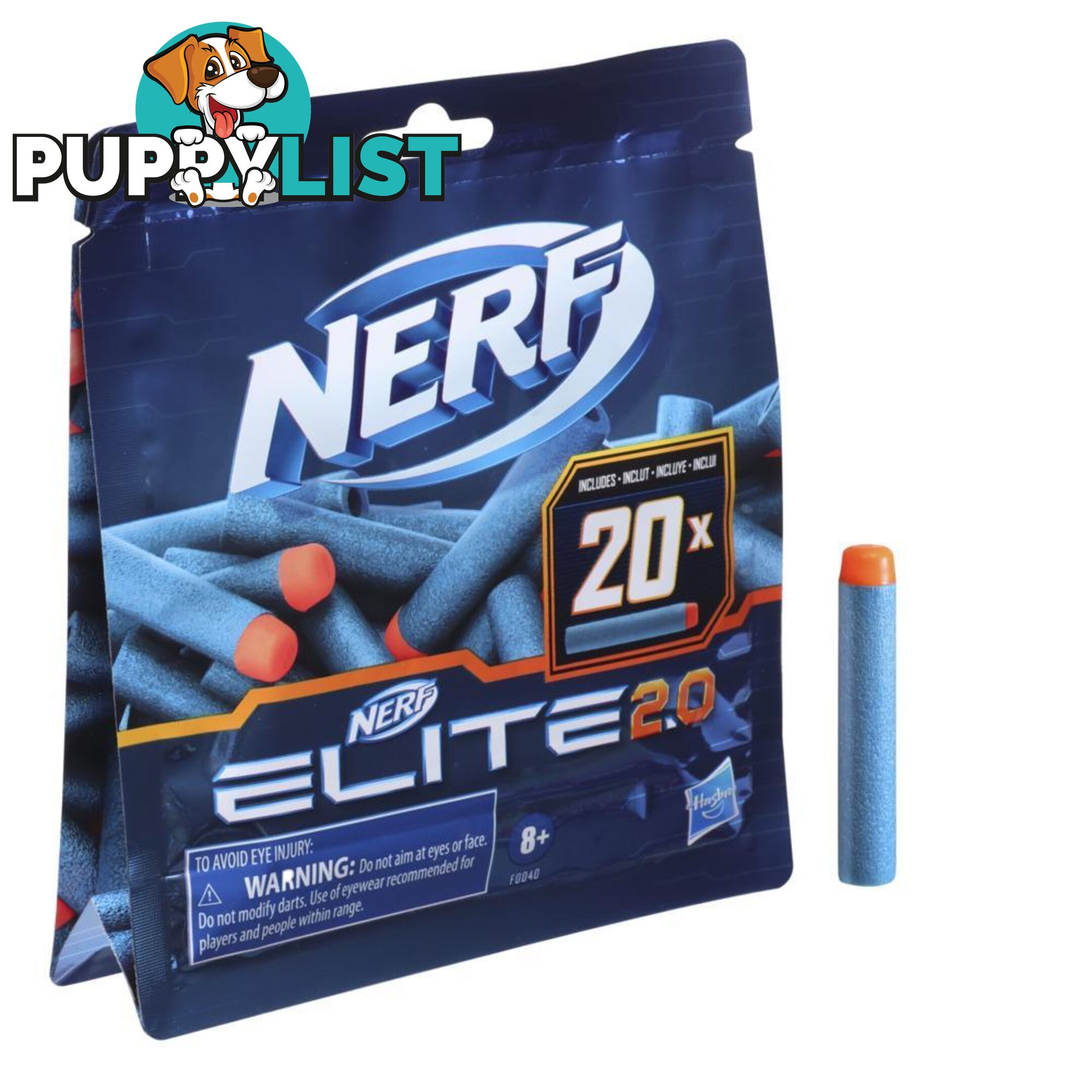 Nerf Elite 2.0 20-dart Refill Pack -- Includes 20 Official Nerf Elite 2.0 Darts Compatible With All Nerf Elite Blasters   F0040asoo - 630509976478