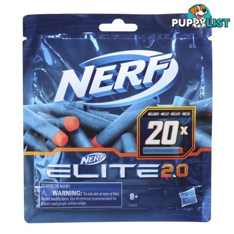 Nerf Elite 2.0 20-dart Refill Pack -- Includes 20 Official Nerf Elite 2.0 Darts Compatible With All Nerf Elite Blasters   F0040asoo - 630509976478