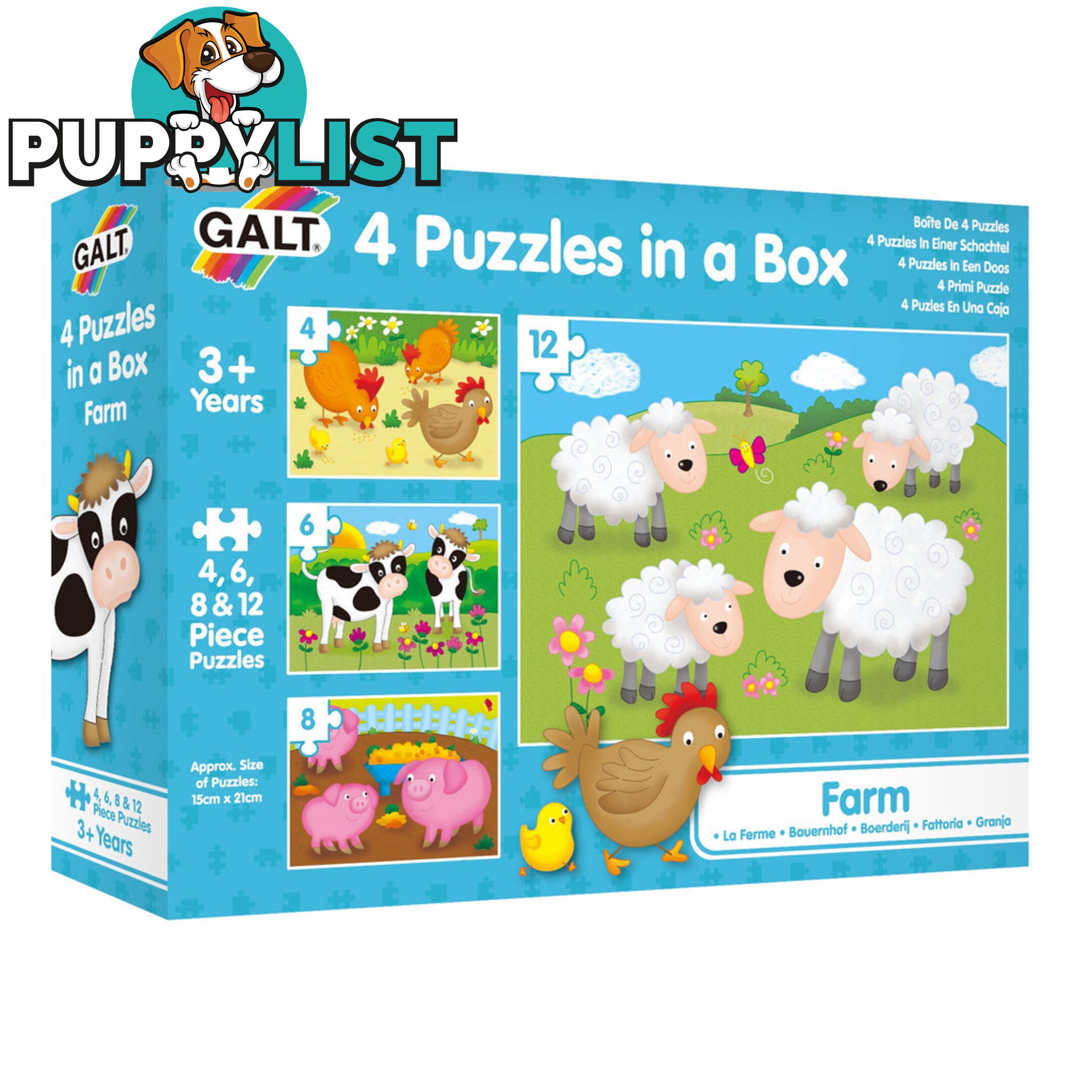 Galt - 4 Puzzles In A Box - Farm Mdgn03913 - 5011979553270