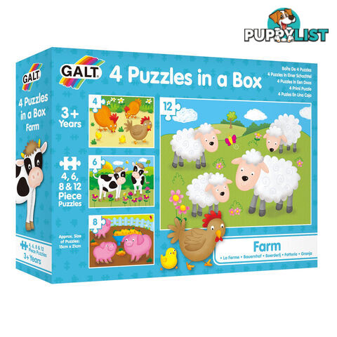 Galt - 4 Puzzles In A Box - Farm Mdgn03913 - 5011979553270