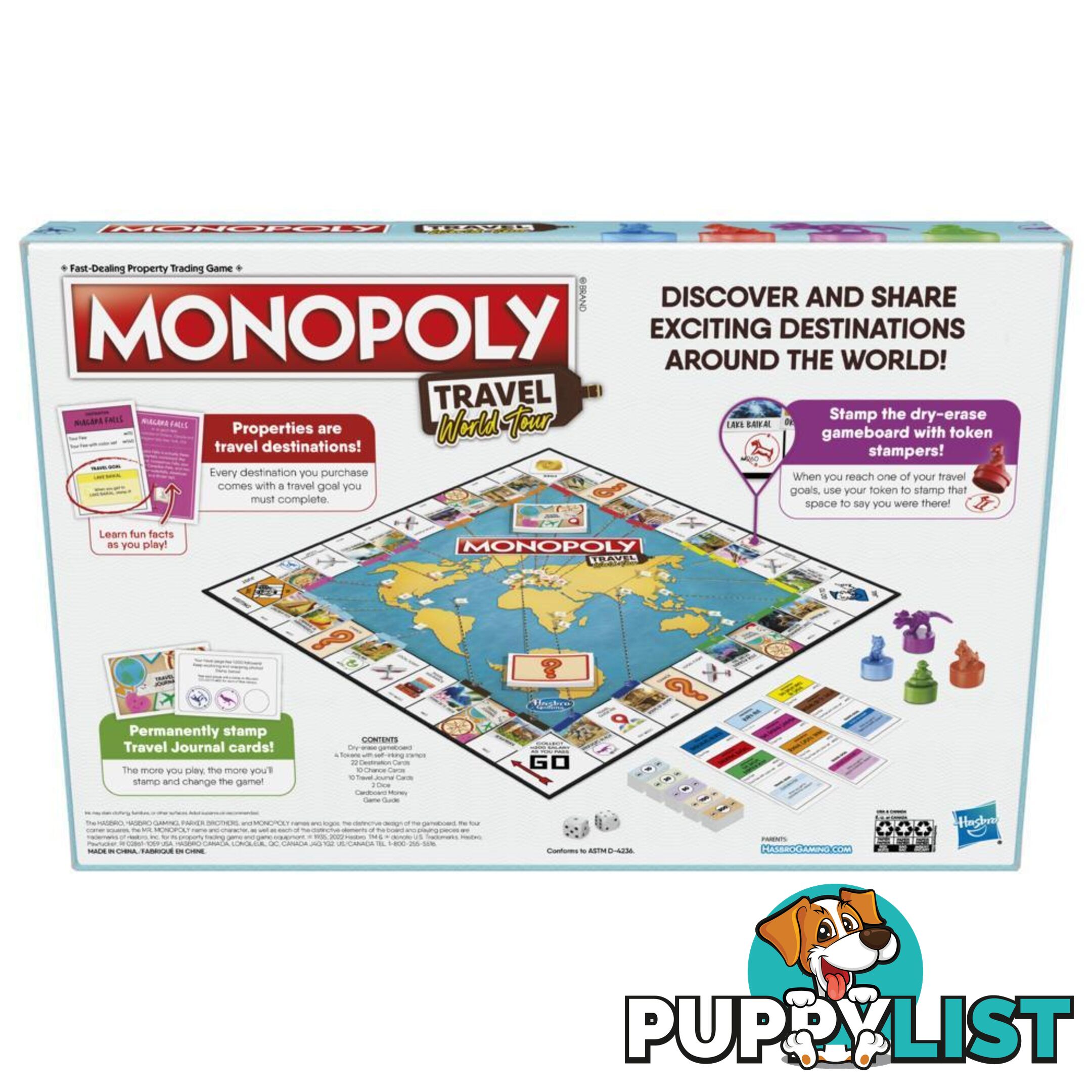 Monopoly Travel World Tour Board Game Includes Token Stampers And Dry-erase Hasbro - Hbf40072841 - 195166165684