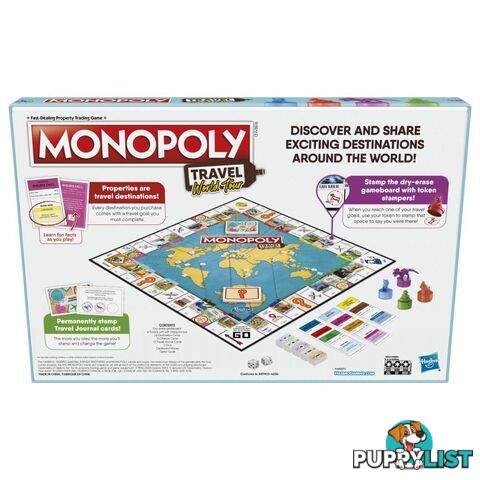 Monopoly Travel World Tour Board Game Includes Token Stampers And Dry-erase Hasbro - Hbf40072841 - 195166165684