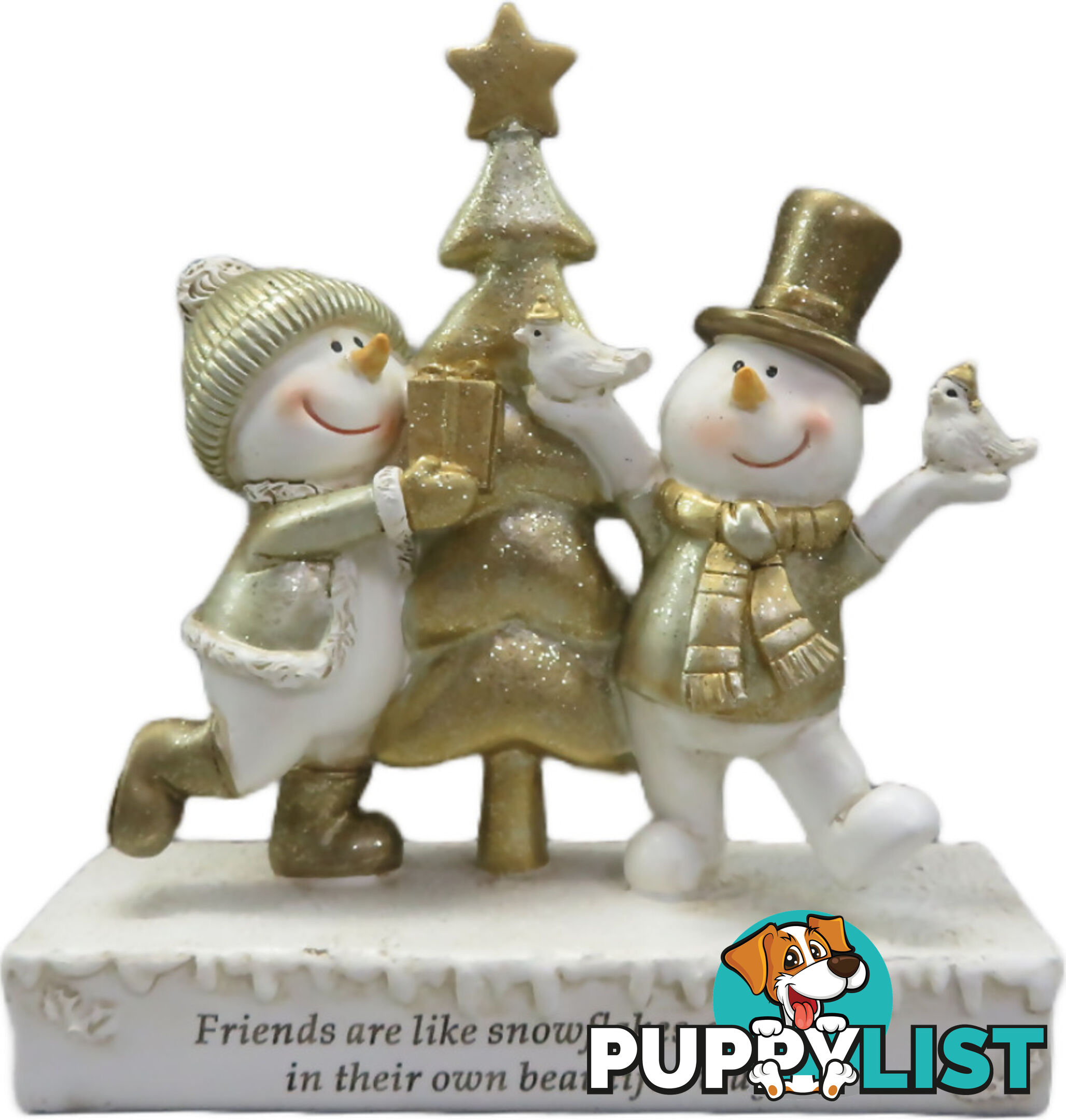 Cotton Candy - Xmas Gold Snowmen Friends Special Message Statue - Ccxcd144 - 9353468020860