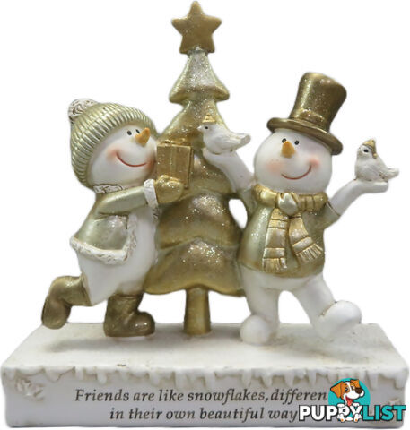 Cotton Candy - Xmas Gold Snowmen Friends Special Message Statue - Ccxcd144 - 9353468020860