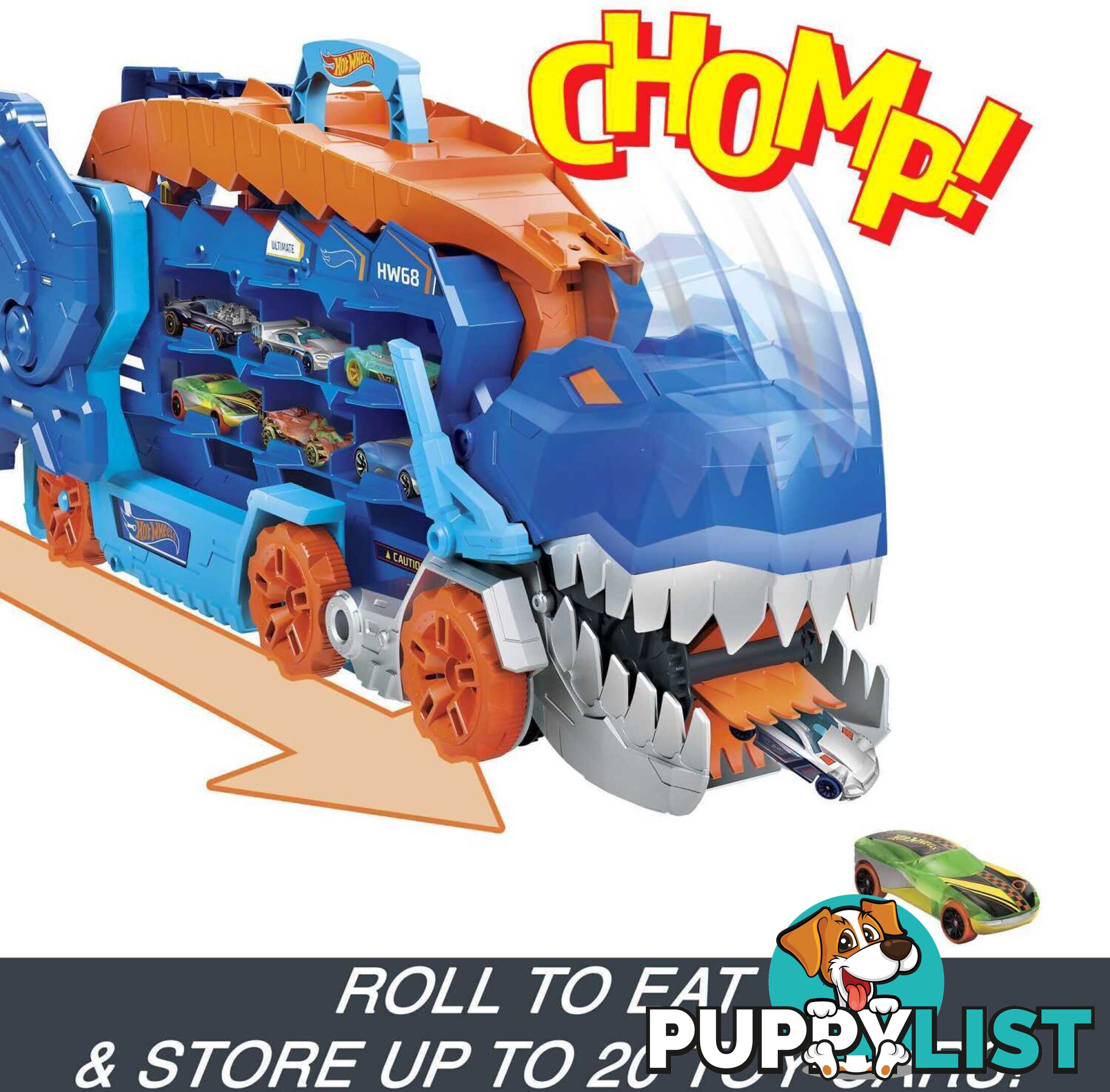 Hot Wheels - City Ultimate Hauler Transforms Into A T-rex With Race Track Stores 20+ Cars - Mattel - Mahng50 - 194735140022