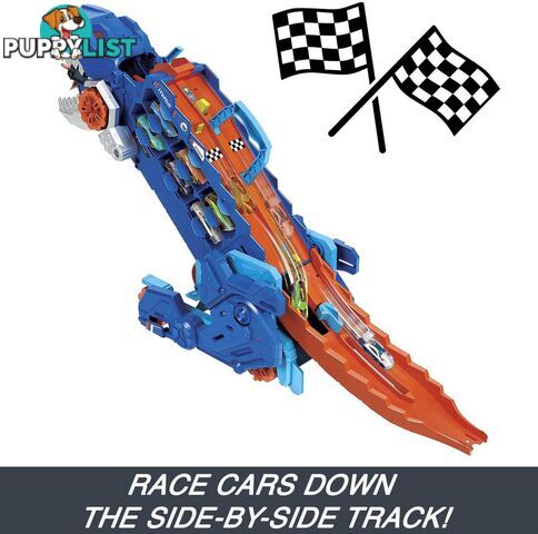 Hot Wheels - City Ultimate Hauler Transforms Into A T-rex With Race Track Stores 20+ Cars - Mattel - Mahng50 - 194735140022