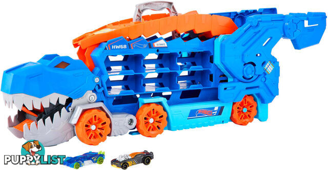 Hot Wheels - City Ultimate Hauler Transforms Into A T-rex With Race Track Stores 20+ Cars - Mattel - Mahng50 - 194735140022