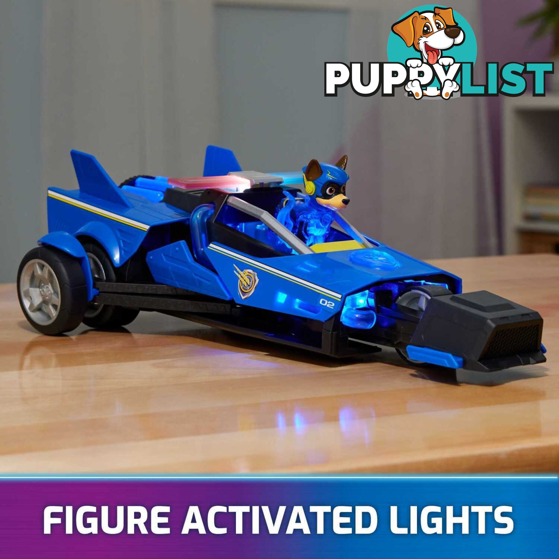 Paw Patrol - The Mighty Movie Chaseâ€™s Mighty Transforming Cruiser with Action Figure Lights And Sounds - Spin Master - Si6066584 - 778988457887