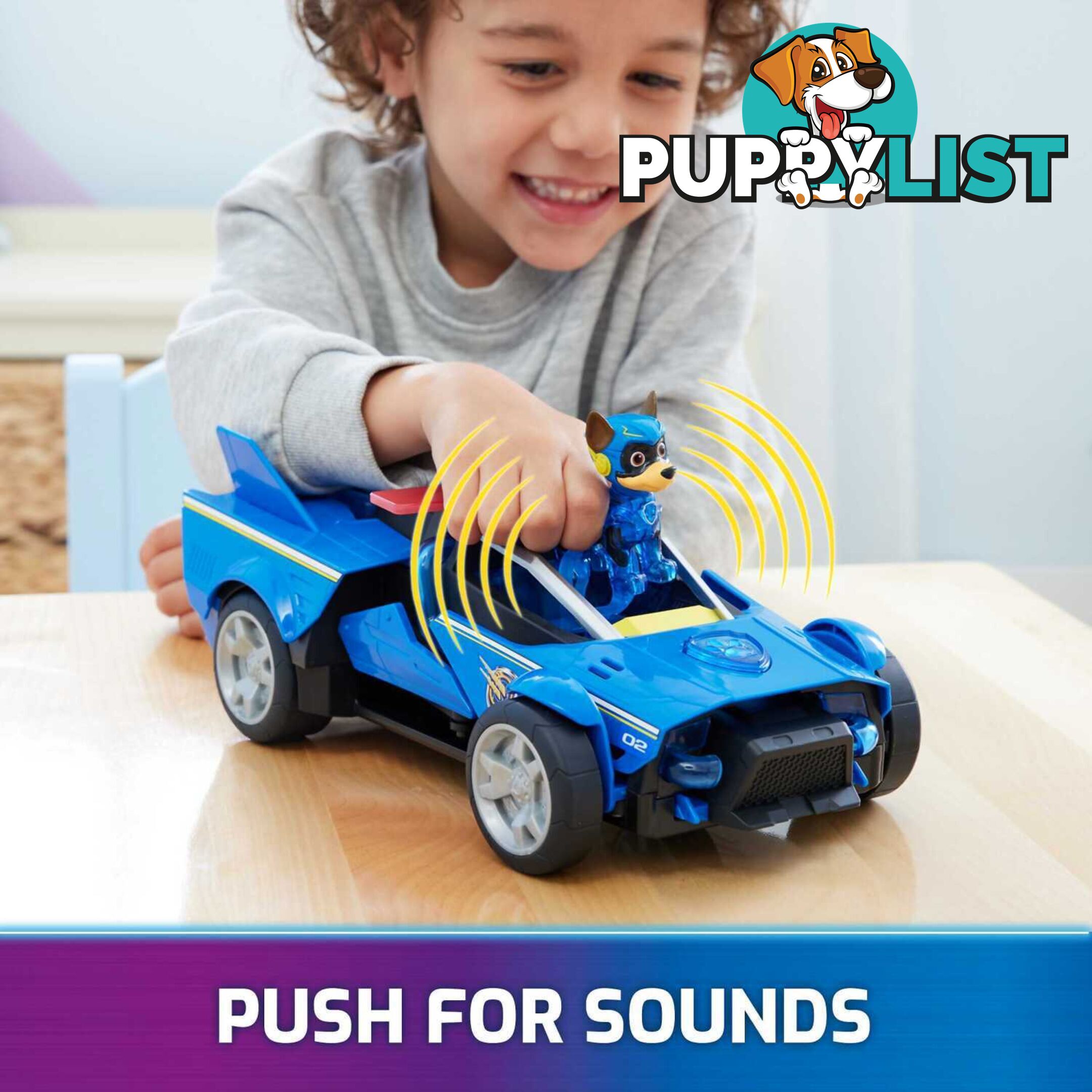 Paw Patrol - The Mighty Movie Chaseâ€™s Mighty Transforming Cruiser with Action Figure Lights And Sounds - Spin Master - Si6066584 - 778988457887