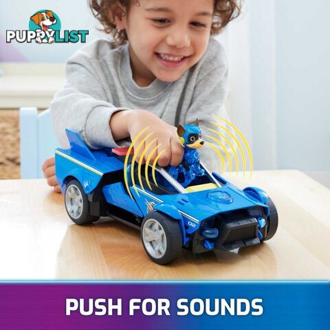 Paw Patrol - The Mighty Movie Chaseâ€™s Mighty Transforming Cruiser with Action Figure Lights And Sounds - Spin Master - Si6066584 - 778988457887