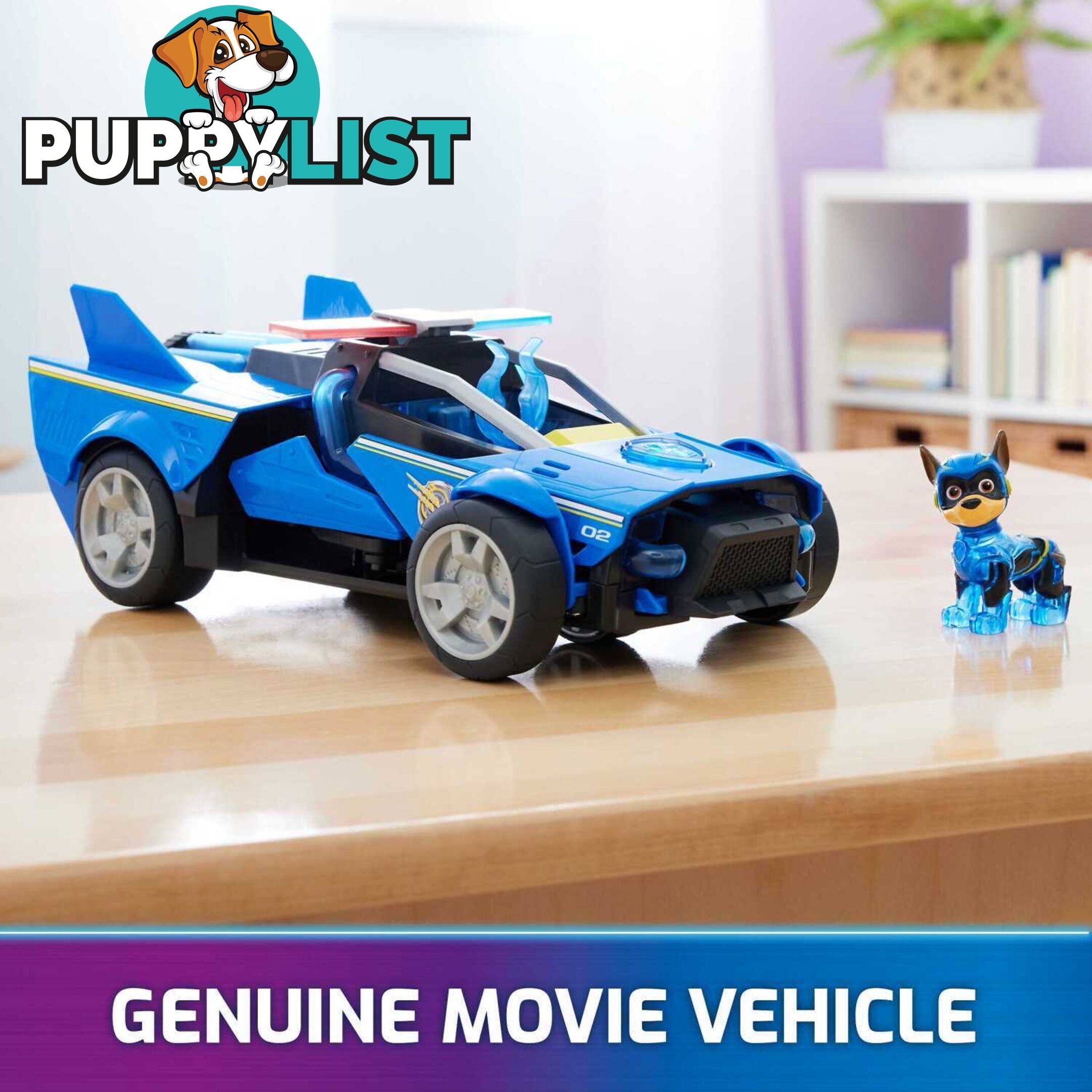 Paw Patrol - The Mighty Movie Chaseâ€™s Mighty Transforming Cruiser with Action Figure Lights And Sounds - Spin Master - Si6066584 - 778988457887