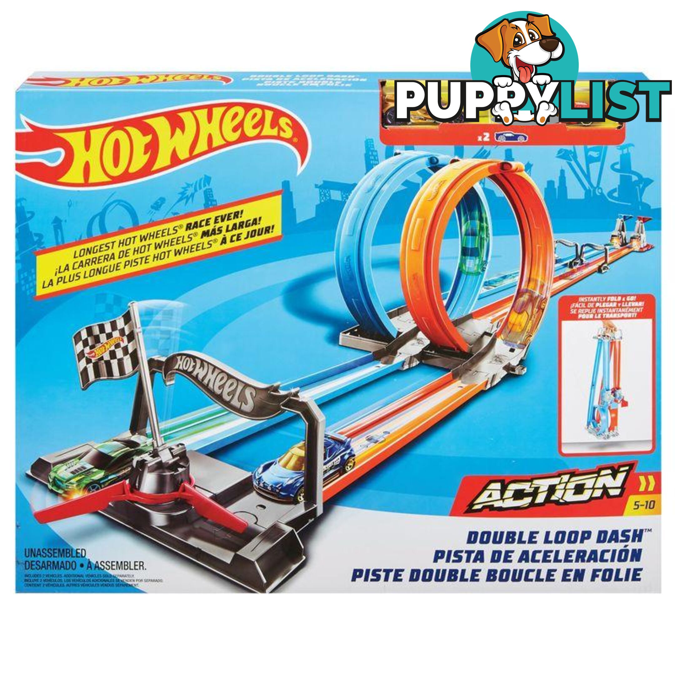 Hot Wheels® - Double Loop Dash Track Set Magfh85 - 887961762617