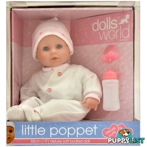 Dolls World Little Poppet 38cm Soft Bodied Doll - Art64107 - 5018621603024