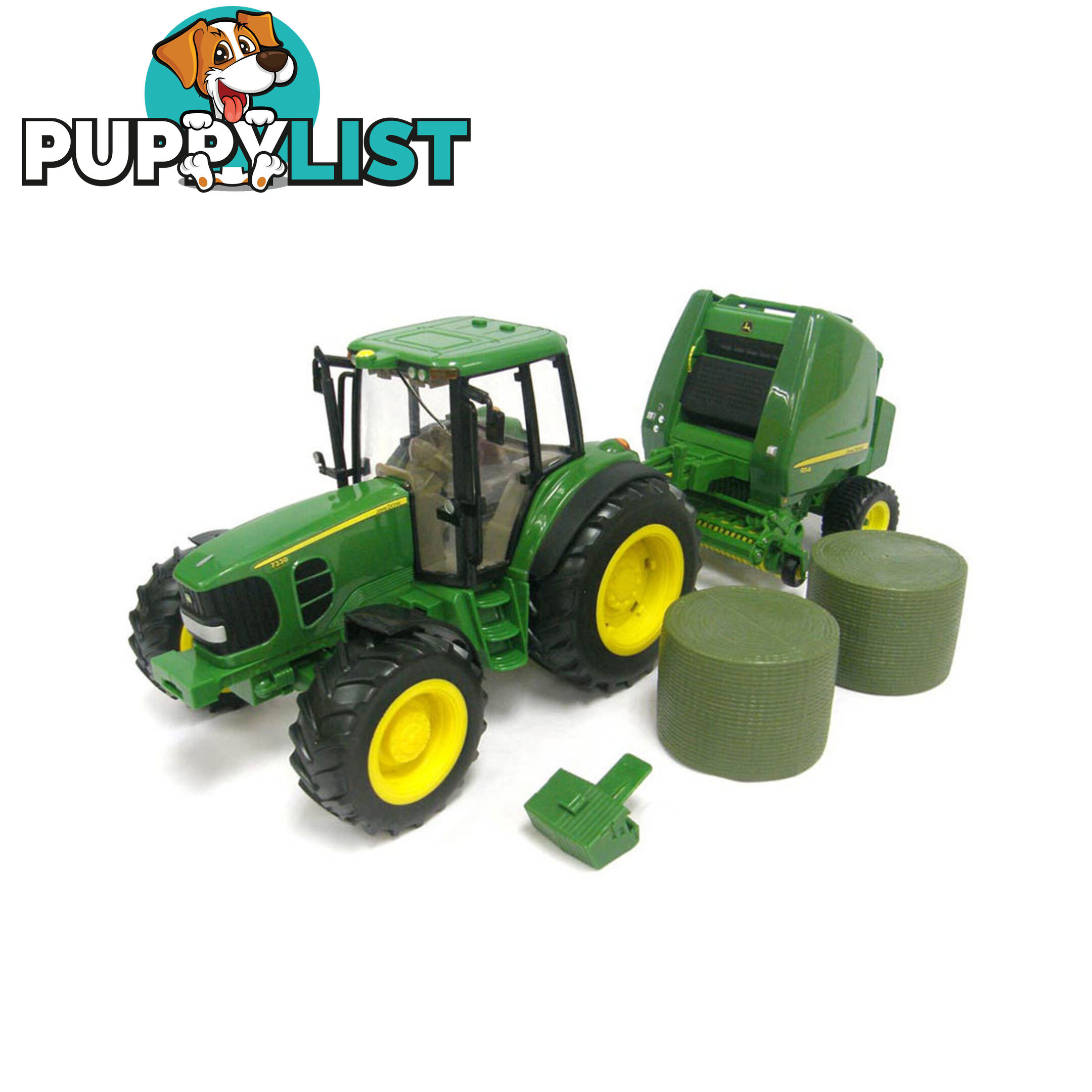 John Deere - Tomy 7330 Tractor with Lights & Sounds and Round Baler 1:16 - Lc46180 - 0036881461807