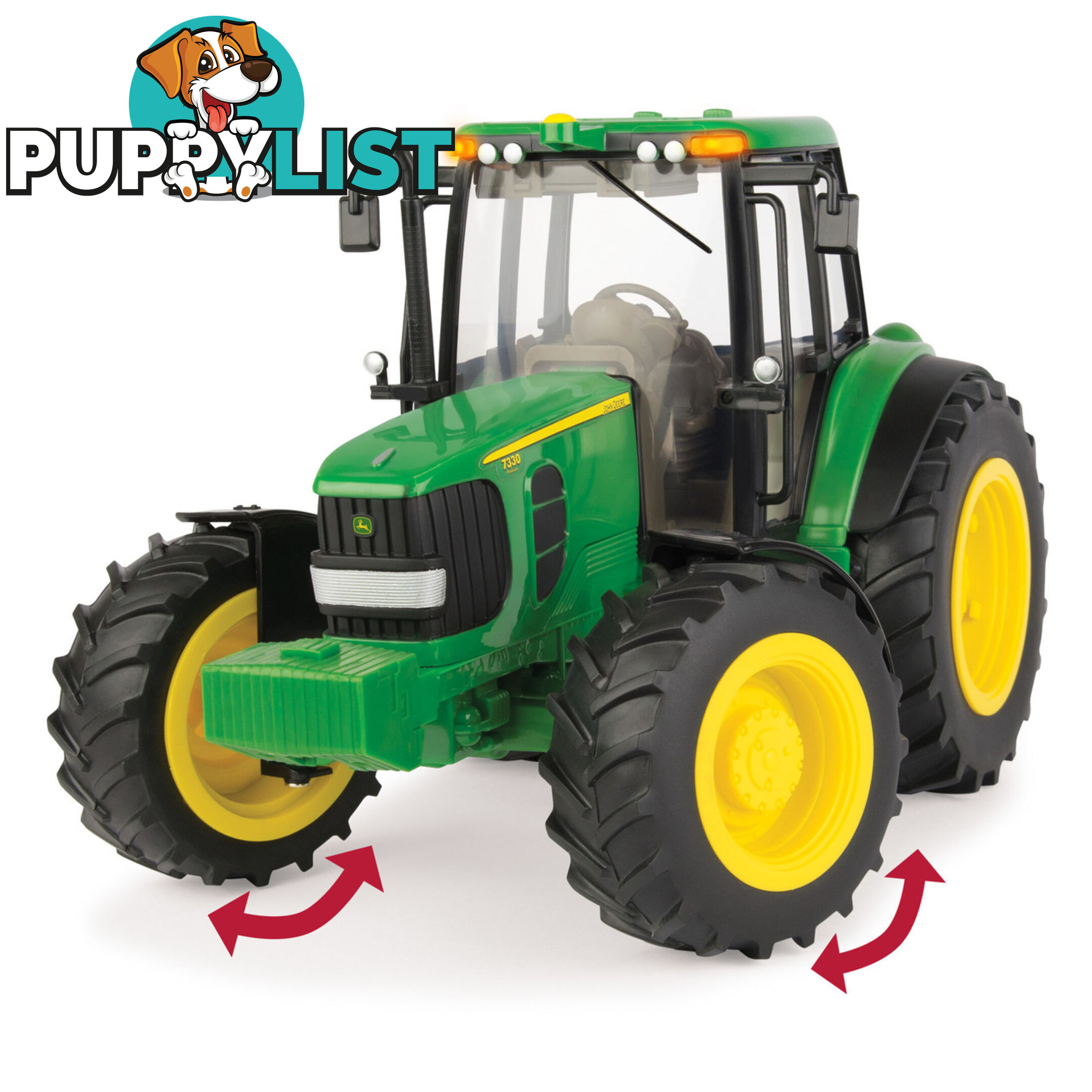 John Deere - Tomy 7330 Tractor with Lights & Sounds and Round Baler 1:16 - Lc46180 - 0036881461807