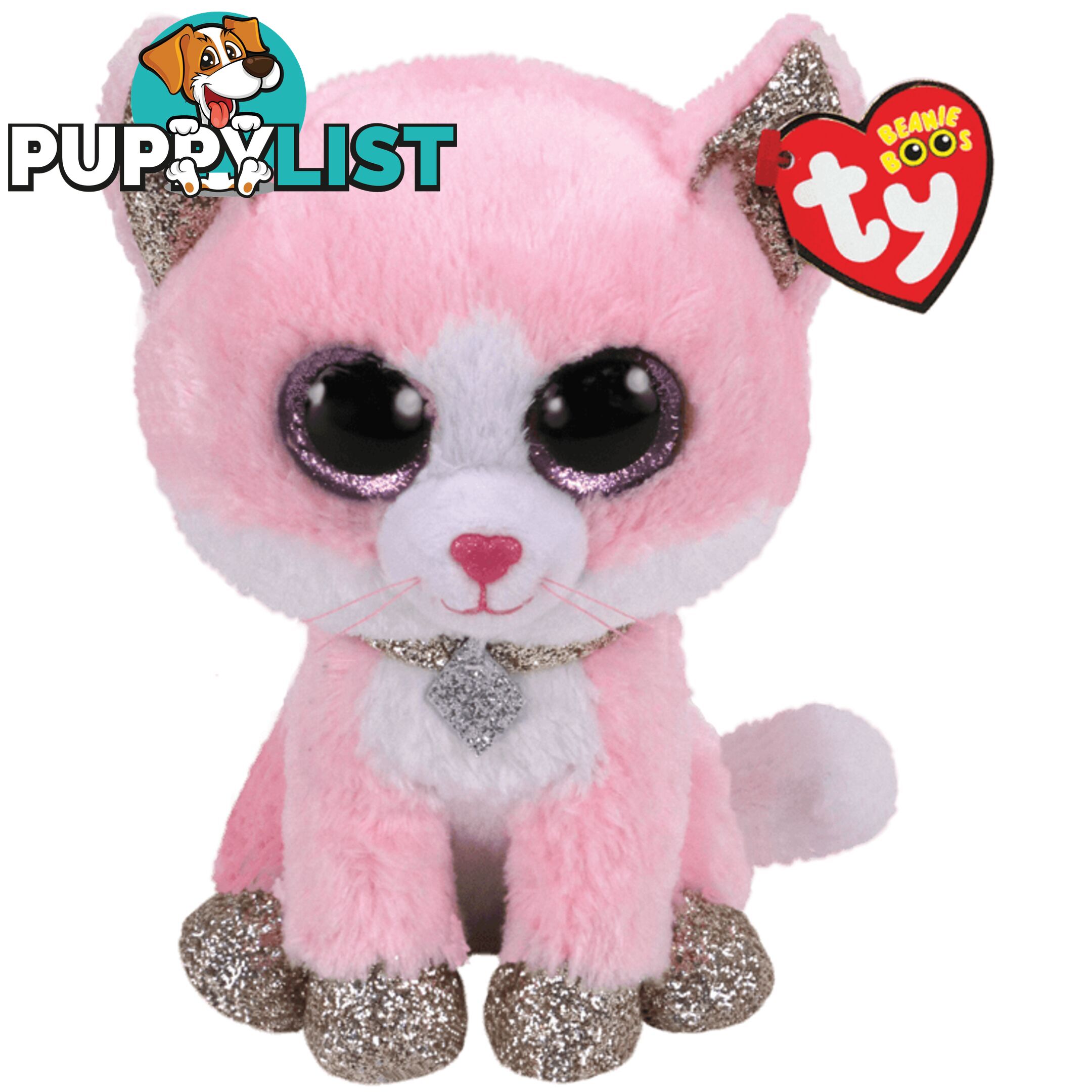 Ty Beanie Boos - Fiona - Pink Cat  23cm Medium 36489 - 008421364893