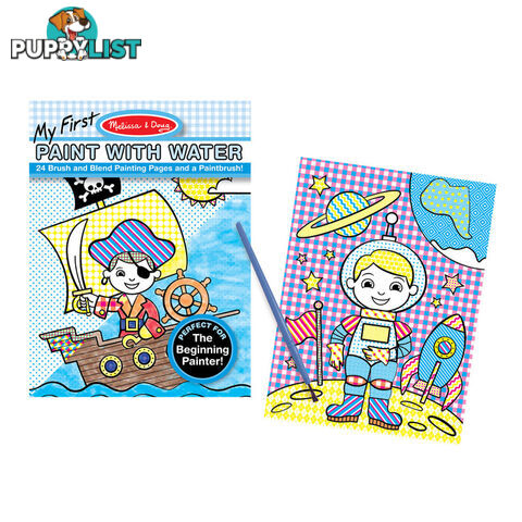 Melissa & Doug - My First Paint With Water Kids' Art Pad With Paintbrush - Pirates Space Construction And More - Mdmnd3184 - 000772031844