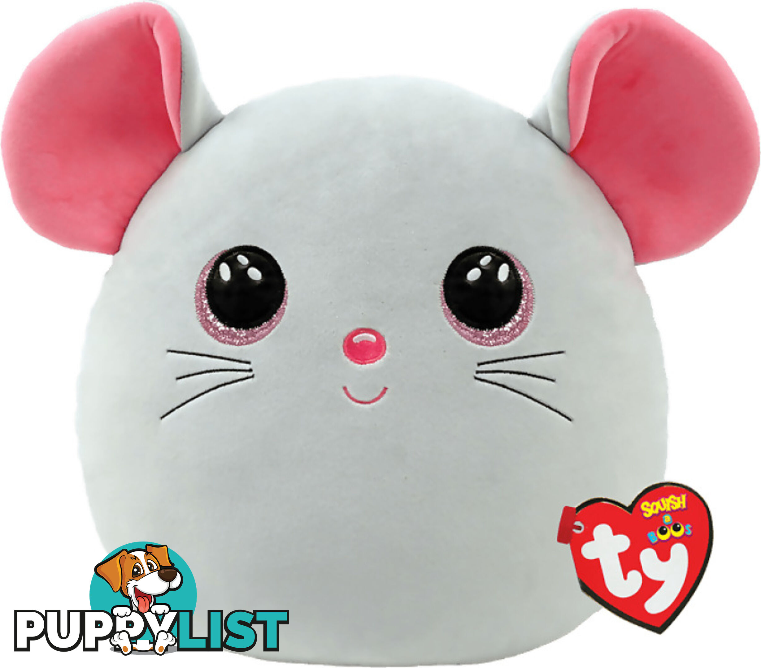 Ty Squish-a-boos - Catnip The Grey Mouse - Large 14 Inches - Squishy Beanies - Bg39311 - 008421393114