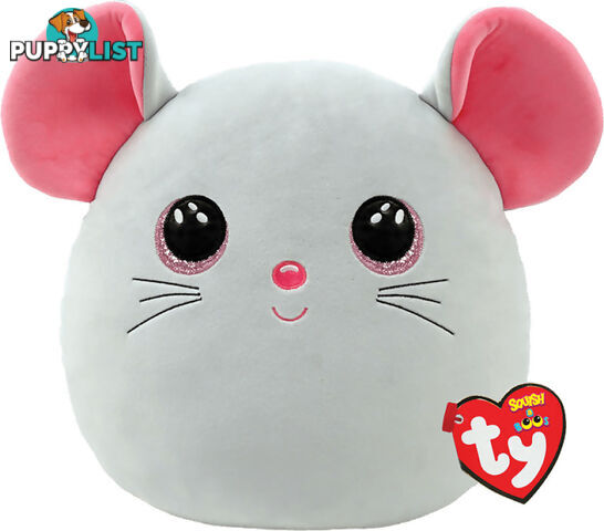 Ty Squish-a-boos - Catnip The Grey Mouse - Large 14 Inches - Squishy Beanies - Bg39311 - 008421393114