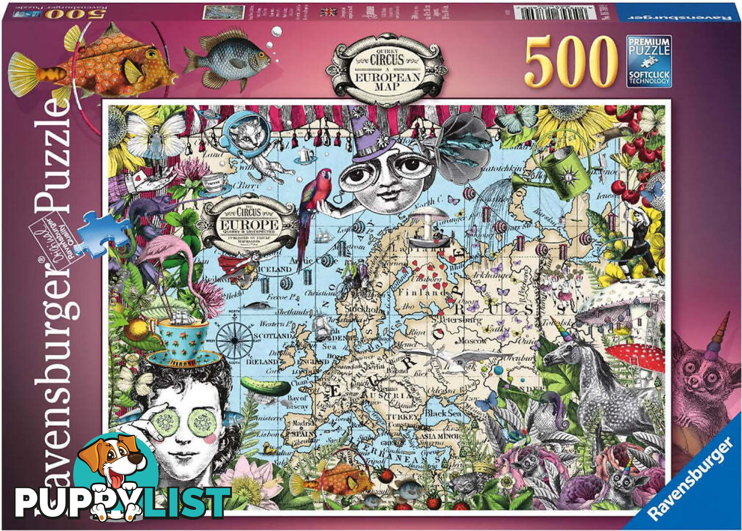 Ravensburger - European Map Quirky Circus Jigsaw Puzzle 500pc - Mdrb16760 - 4005556167609