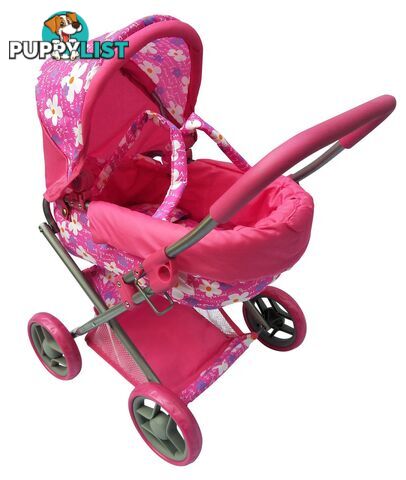 Playworld - Doll Toy Pram Medium Pink Art64743 - 9329011709704