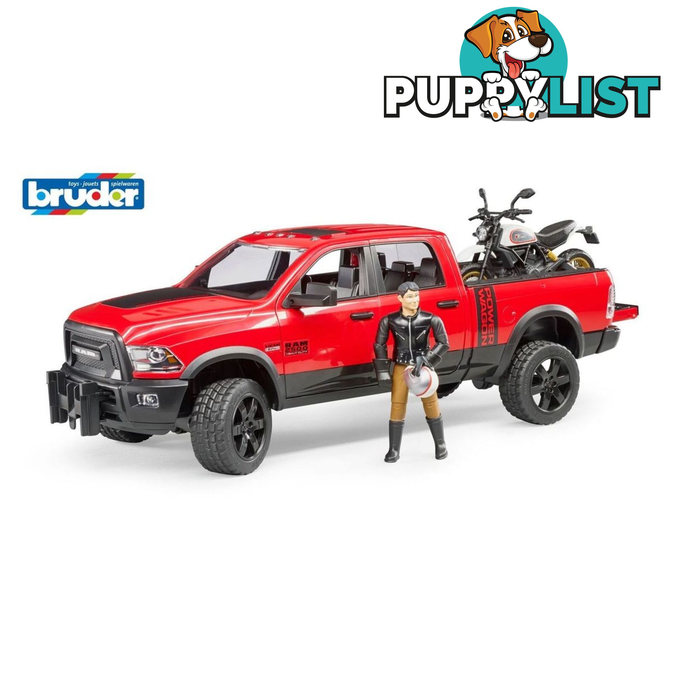 Bruder 1:16 Ram 2500 Power Wagon With Scrambler Ducati Desert Sled Zi24002502 - 4001702025021