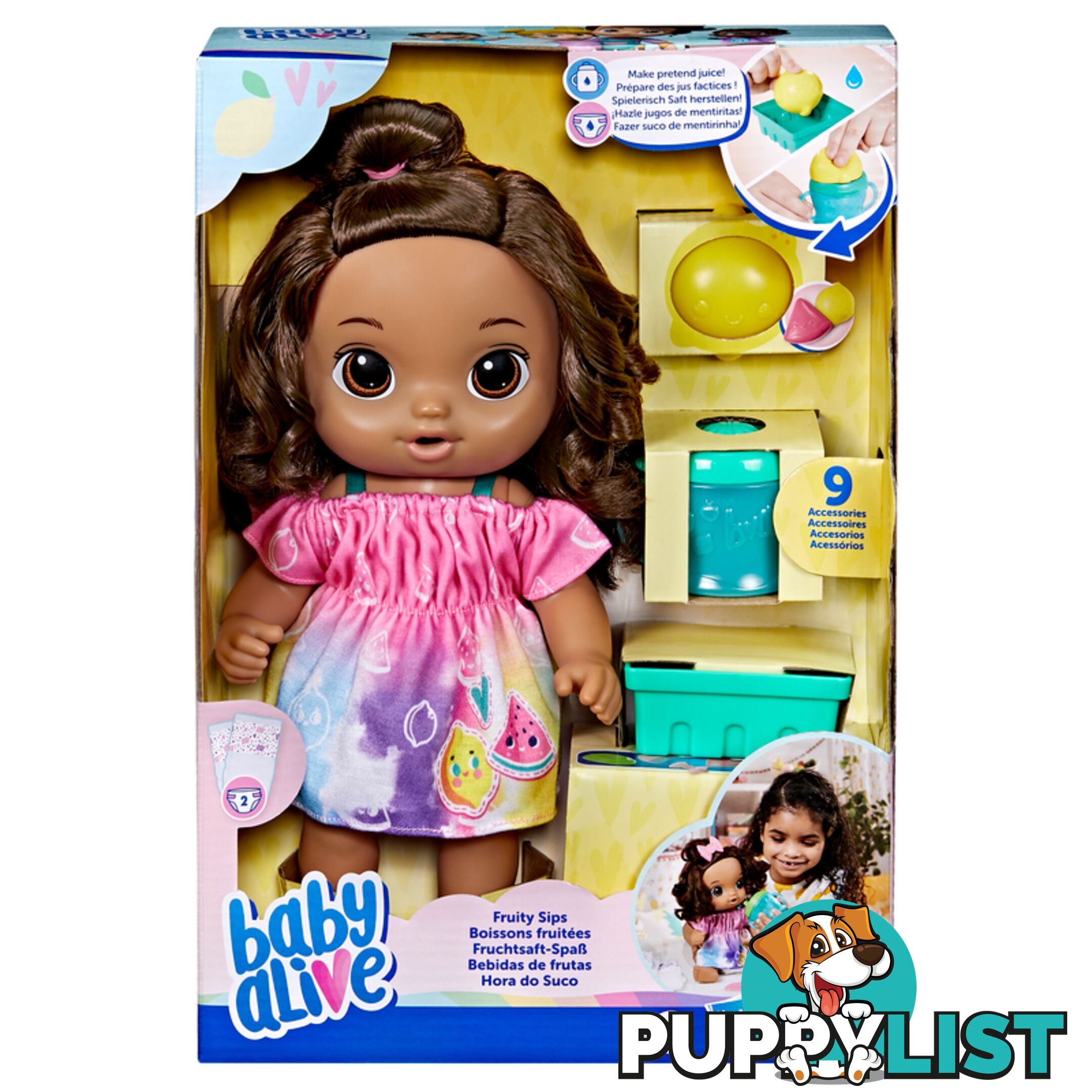 Baby Alive - Fruity Sips Baby Doll Brown Hair - Hbf73575xoo - 5010996100481