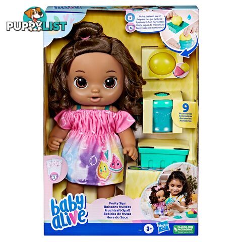 Baby Alive - Fruity Sips Baby Doll Brown Hair - Hbf73575xoo - 5010996100481