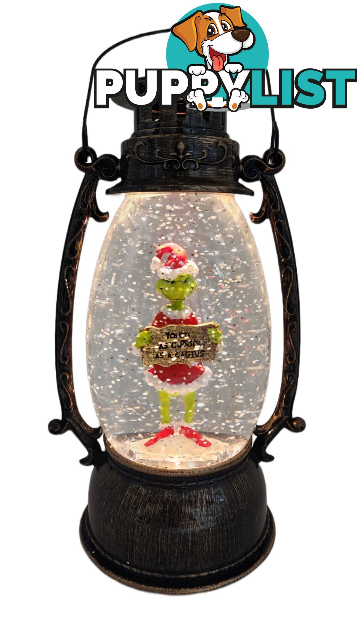 Cotton Candy - Xmas Dr. Seuss Grinch â€˜ Youâ€™re Cuddly As A Cactus â€™ Brass Lantern - Ccxgr51 - 9353468016825