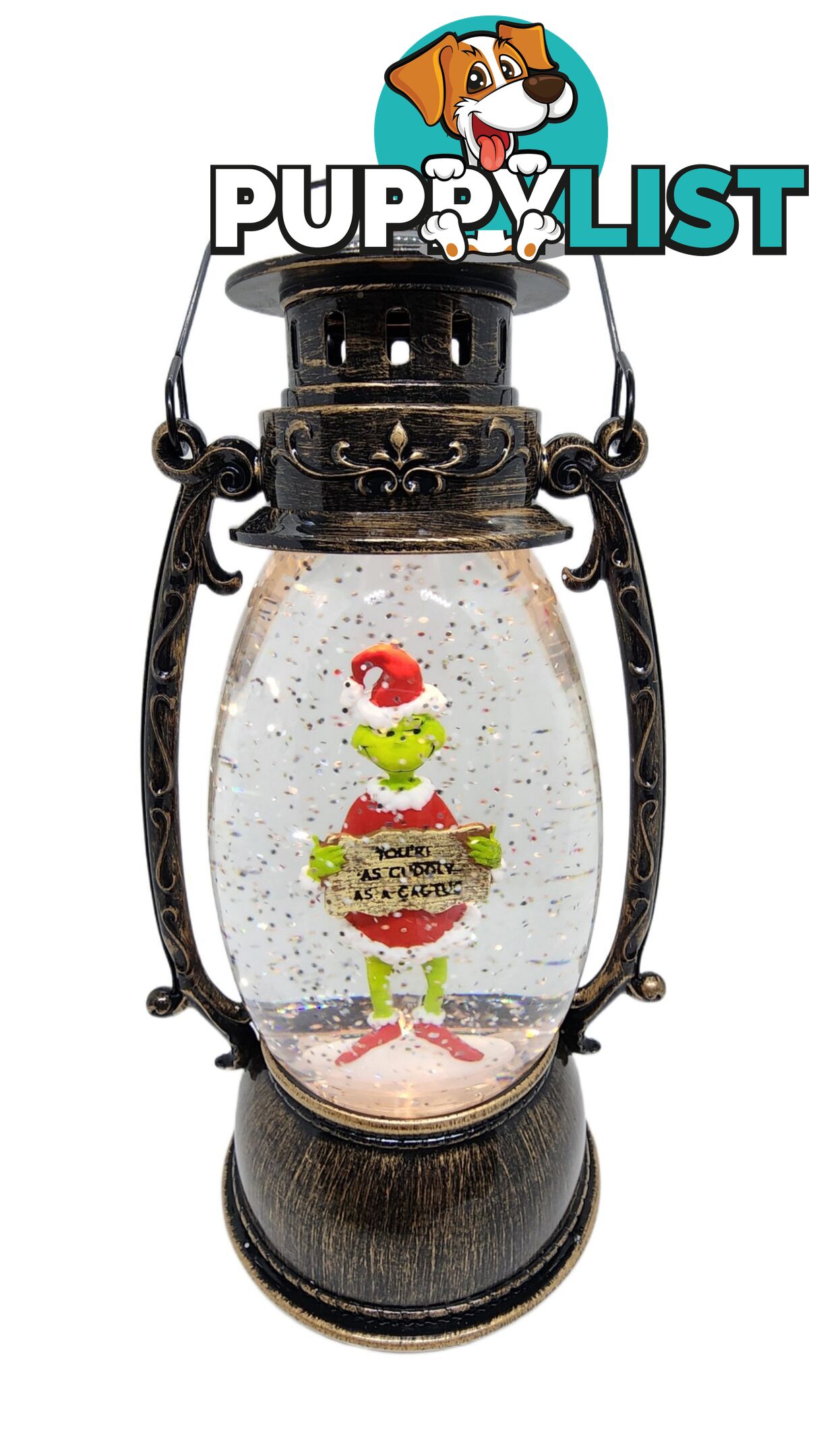 Cotton Candy - Xmas Dr. Seuss Grinch â€˜ Youâ€™re Cuddly As A Cactus â€™ Brass Lantern - Ccxgr51 - 9353468016825