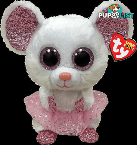 Ty - Beanie Boos - Nina White Ballerina Mouse Medium 23cm - Bg36488 - 008421364886