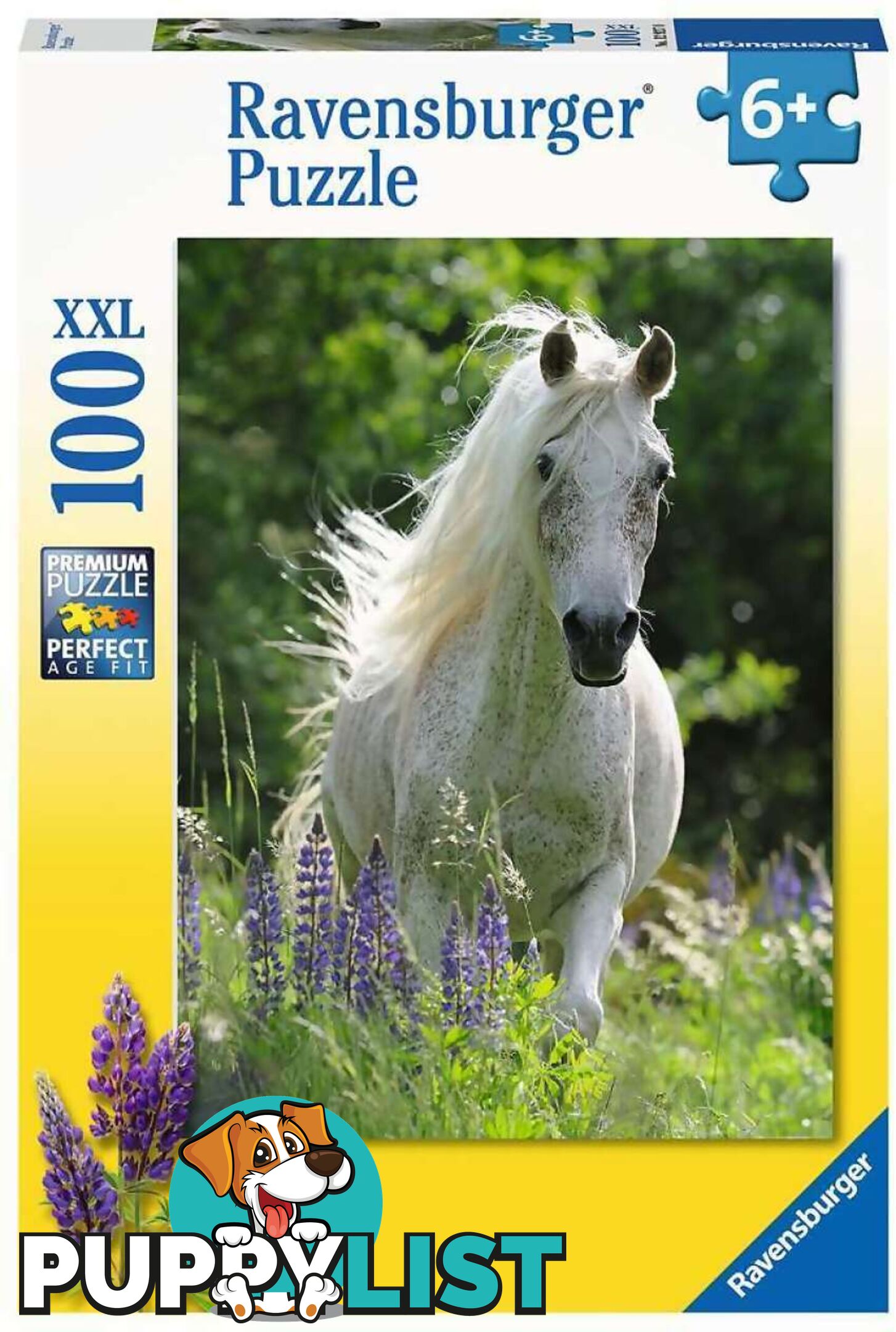 Ravensburger - White Mare Horse In Field Of Flowers Jigsaw Puzzle 100pc - Mdrb12927 - 4005556129270