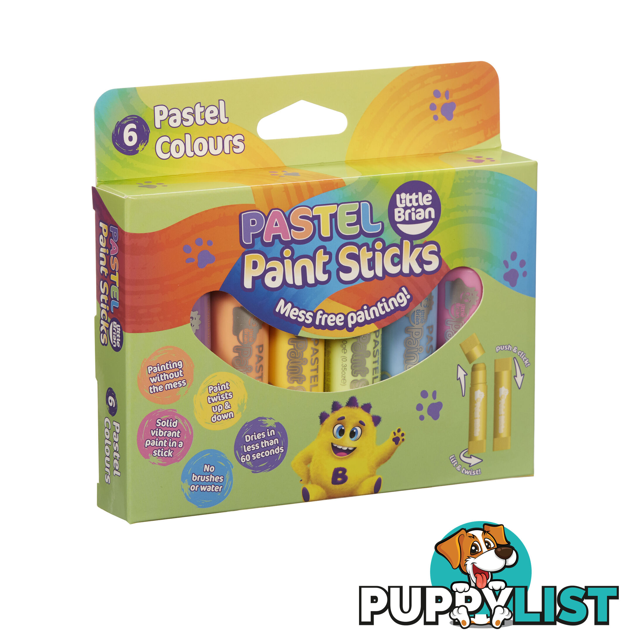 Little Brian - Paint Sticks Pastel 6 Pk - Mdltb102 - 5051170623013