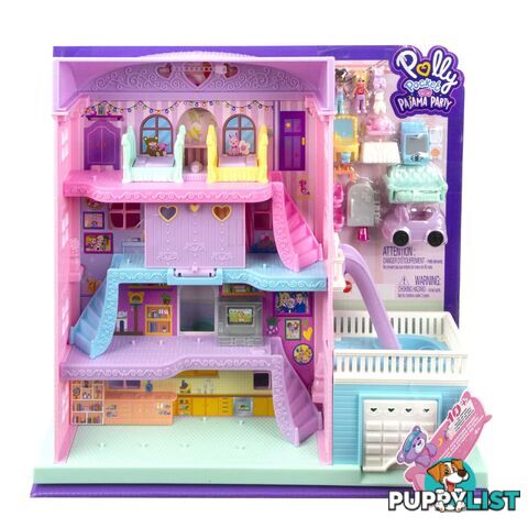 Polly Pocket - Pajama Party Sleepover Adventure House 4 Floors 15+ Pieces - Mahhx75 - 194735079193