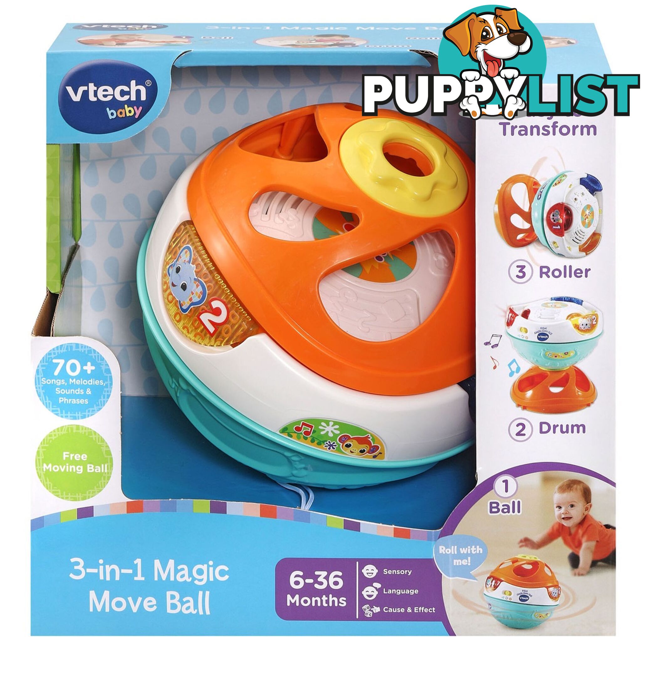 Vtech - 3in1 Motorised Magic Move Ball - Tn80509003004 - 3417765090035