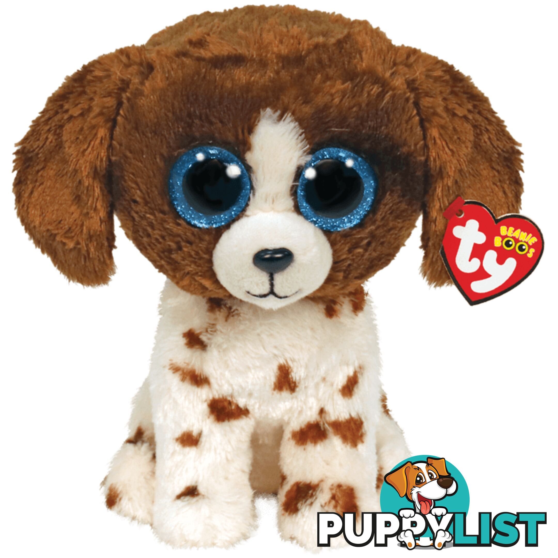 Ty Beanie Boos - Muddles - Brown And White Dog  23cm Medium - 008421364879