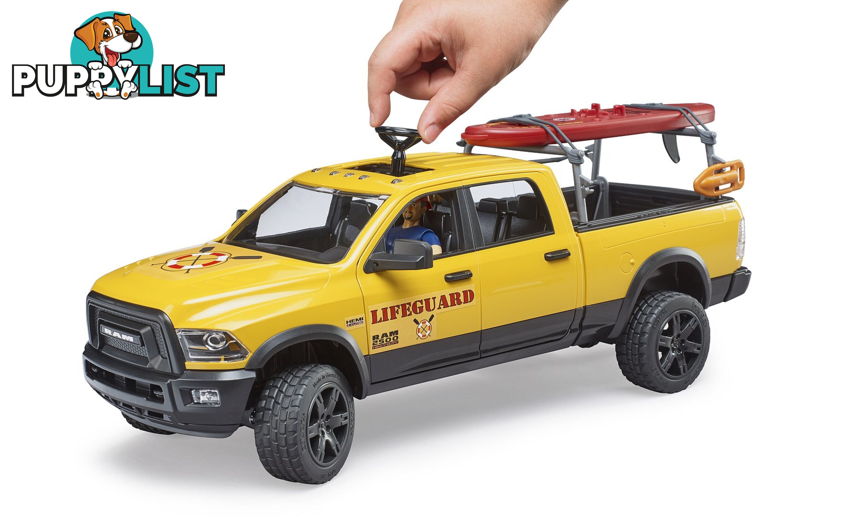 Bruder 1:16 Ram Power Wagon RAM 2500 With Lifeguard Figure Paddle Board - Zi24002506 - 4001702025069