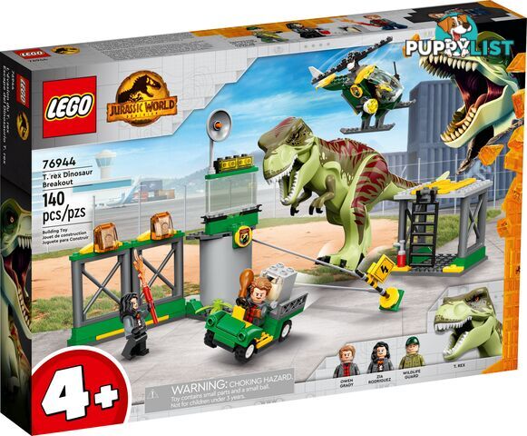 LEGO 76944 T. rex Dinosaur Breakout - Jurassic World 4+ - 5702016913439