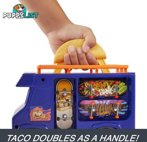 Hot Wheels - Hot Wheels Skate Taco Truck Play Case With 1 Fingerboard & 1 Pair Of Shoes - Mattel - Mahmk00 - 194735129096