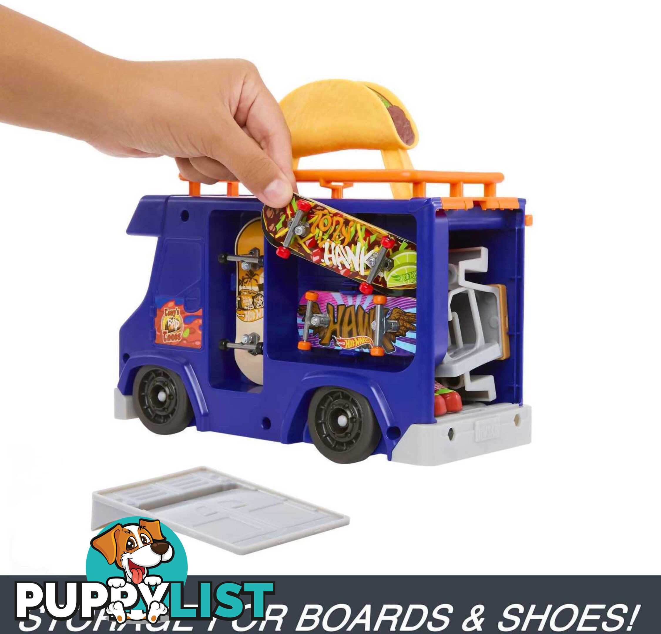 Hot Wheels - Hot Wheels Skate Taco Truck Play Case With 1 Fingerboard & 1 Pair Of Shoes - Mattel - Mahmk00 - 194735129096