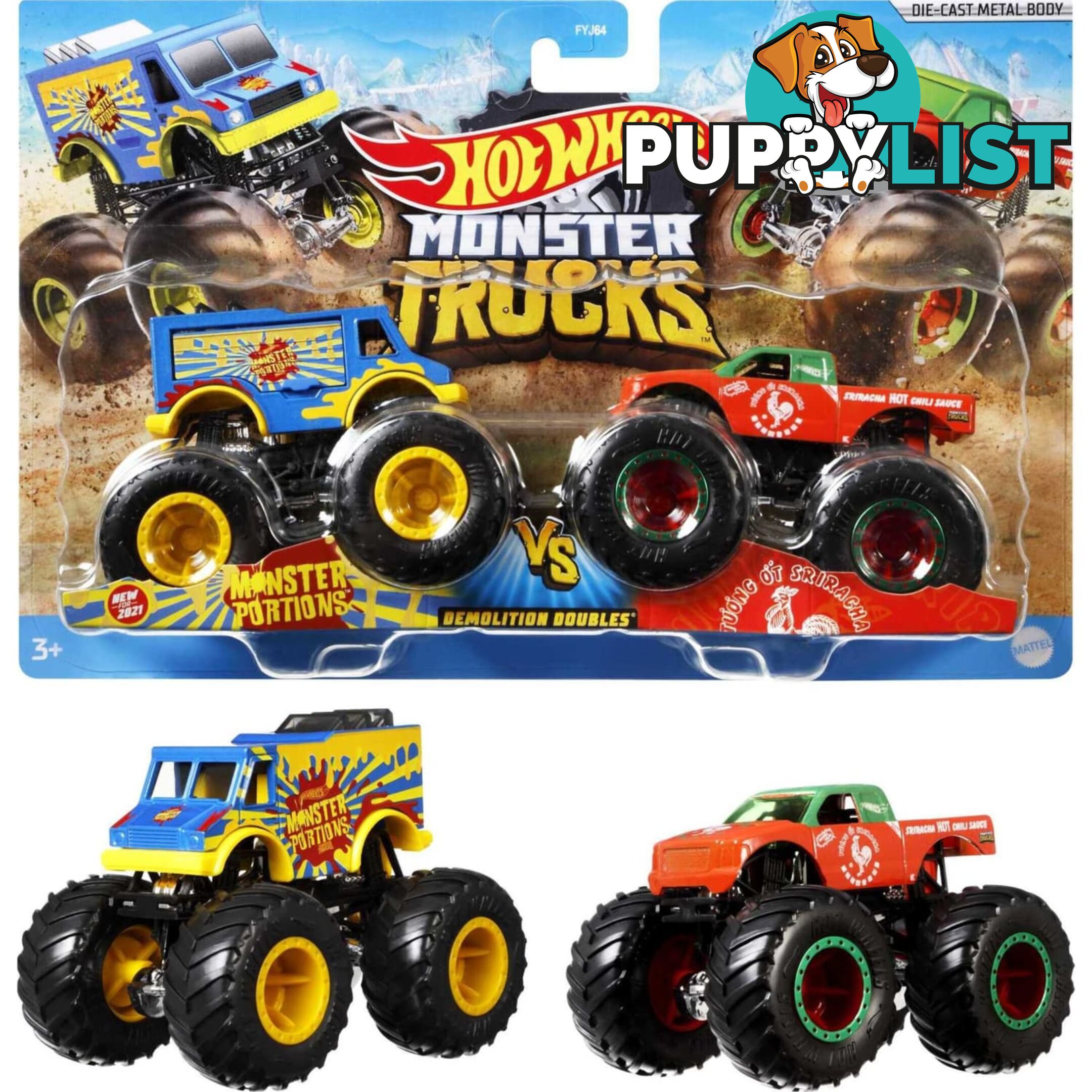 Hot Wheels® - Monster Trucks 1:64 Scale 2-packs - Mafyj64 - 887961705430