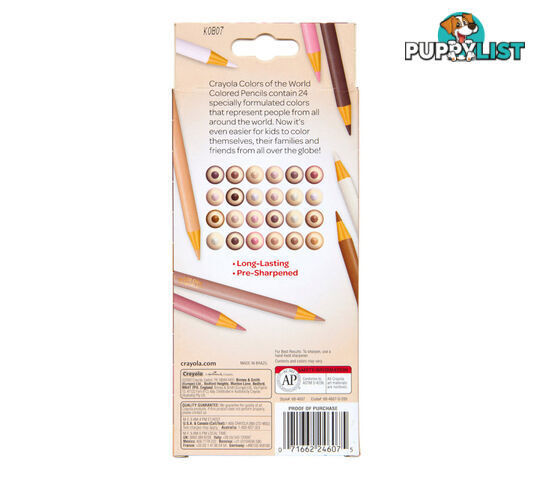 Crayola Colors Of The World Skin Tone Coloured Pencils 24 Pack - Bs684607 - 071662246075