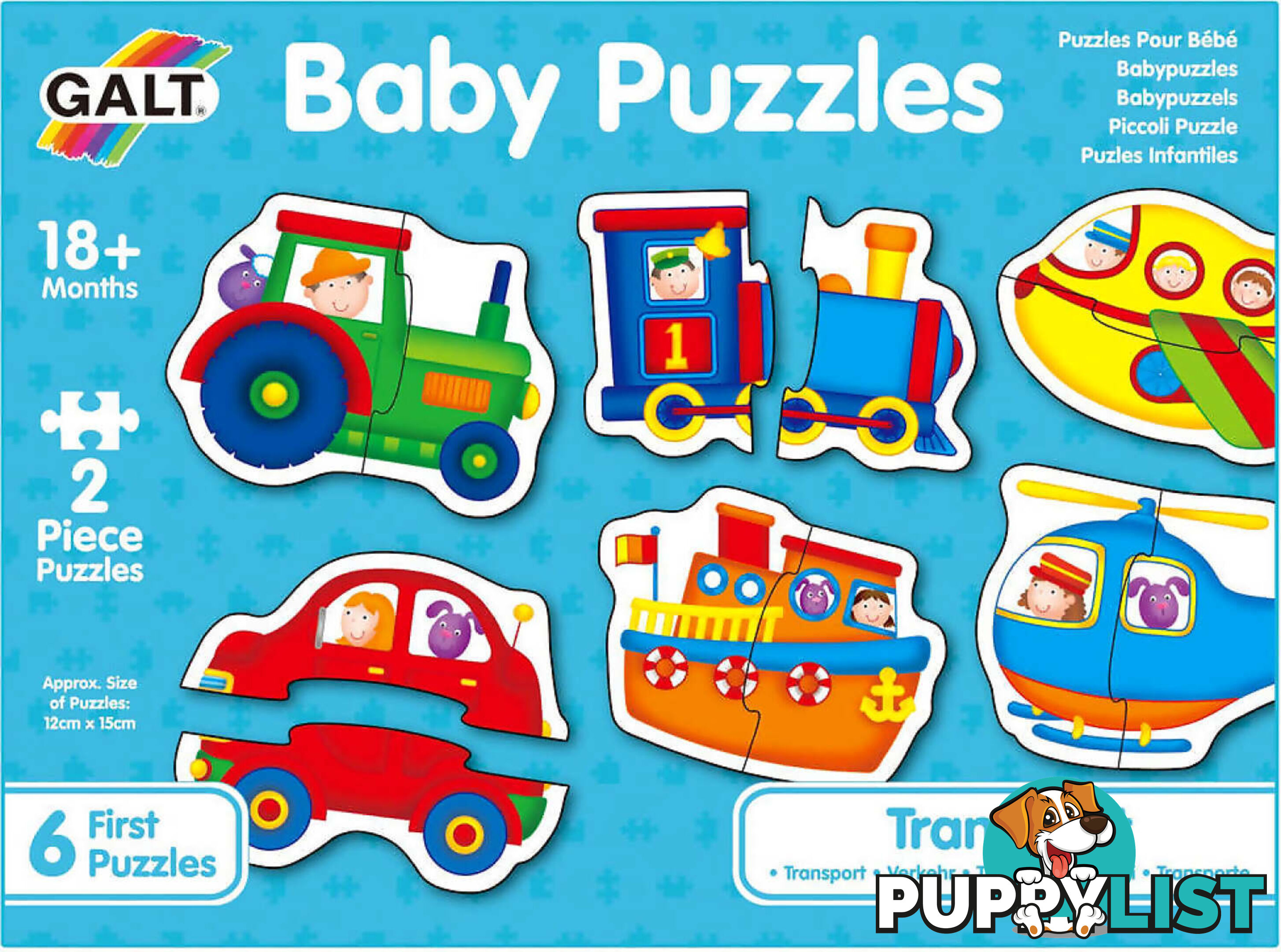 Galt - Transport Baby Jigsaw Puzzle - 6 x Different puzzles - 2 pcs each - Mdgn3037 - 5011979526472