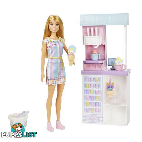 Barbie Ice Cream Shop Playset  Mattel Hcn46 - 194735015863