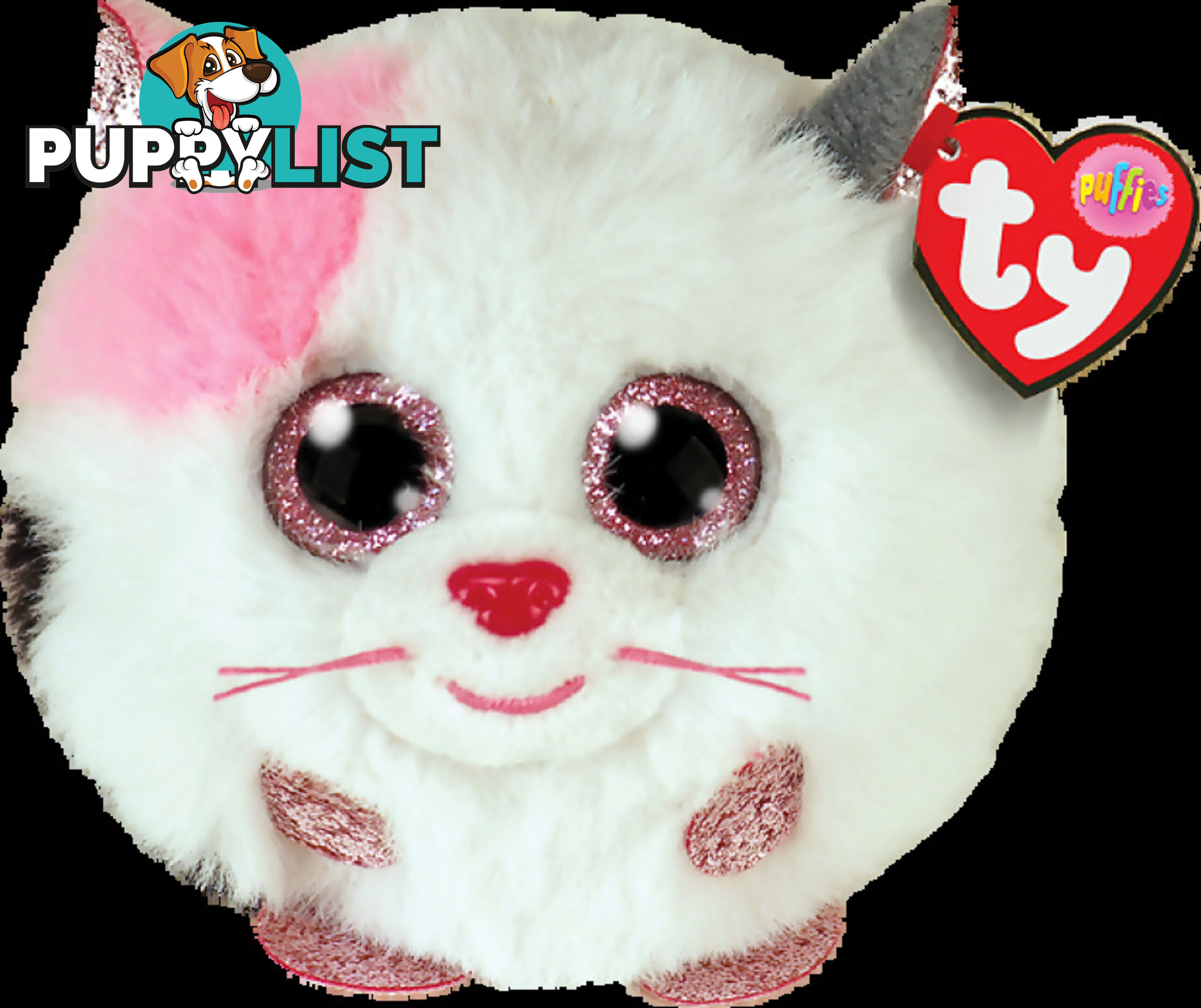 Ty - Beanie Ball Puffies - Muffin Pink And White Cat 10cm - Bg42509 - 008421425099