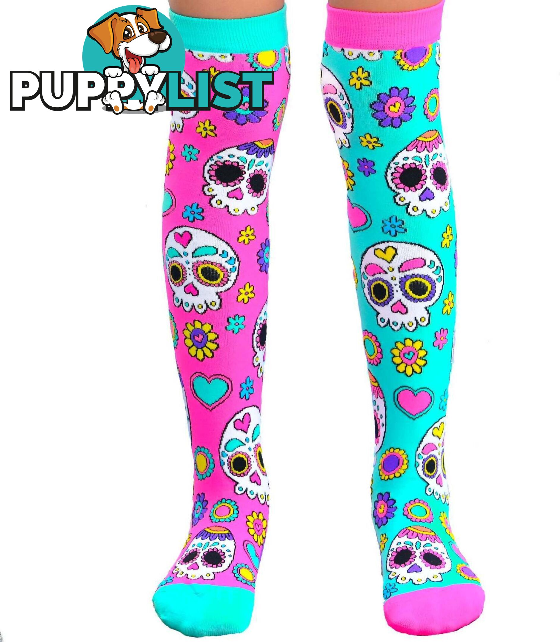 Madmia - Sugar Skulls Socks Kids & Adults Age 6y+ - Mumm105 - 9355645000641