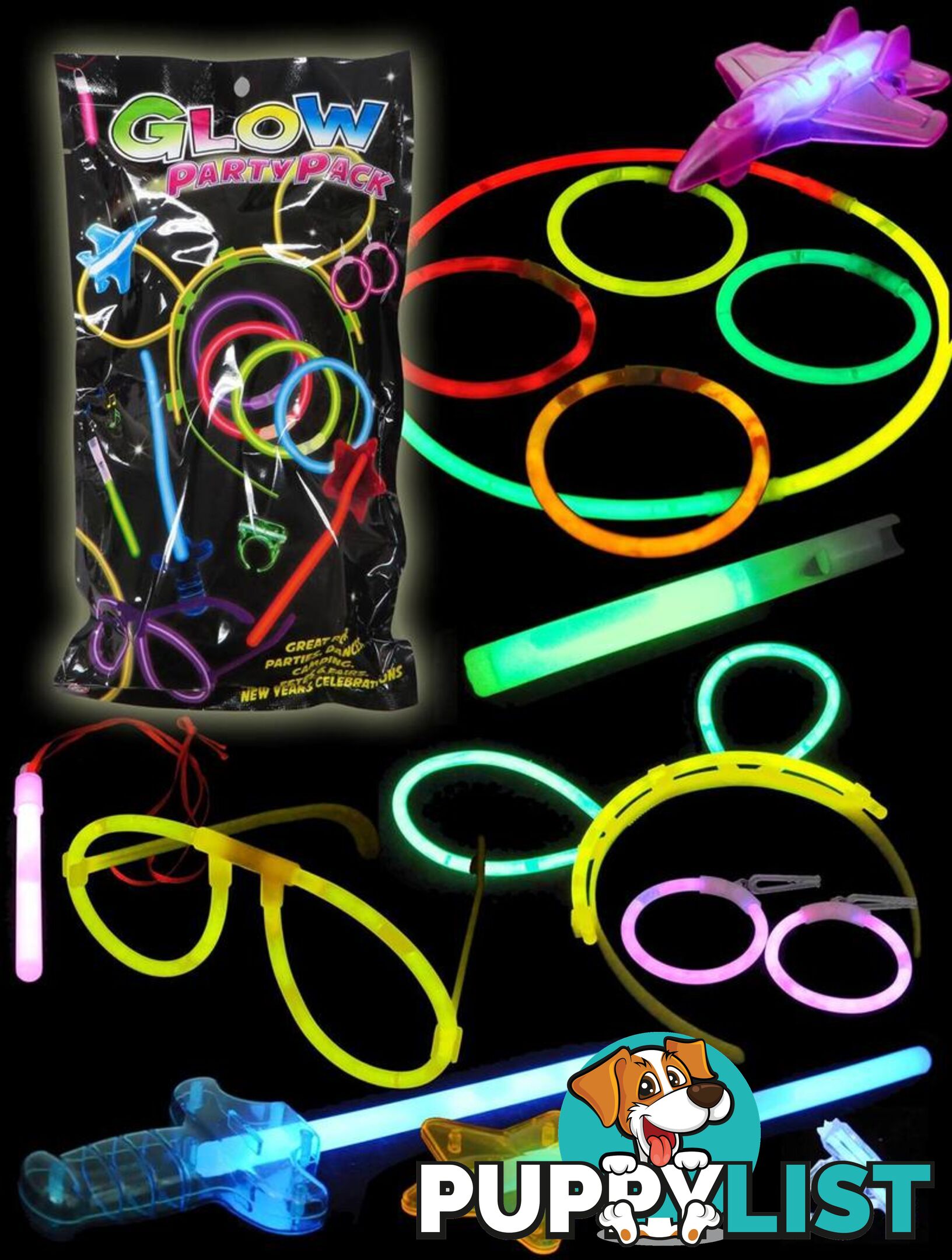 GLOW PARTY 14 PCE PACK - BJGLOW16PARPA - 9355394016504