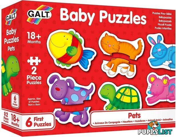 Galt - Pets Baby Jigsaw Puzzle - 6 X Different Puzzles - 2 Pcs Each - Mdgn3034 - 5011979526458