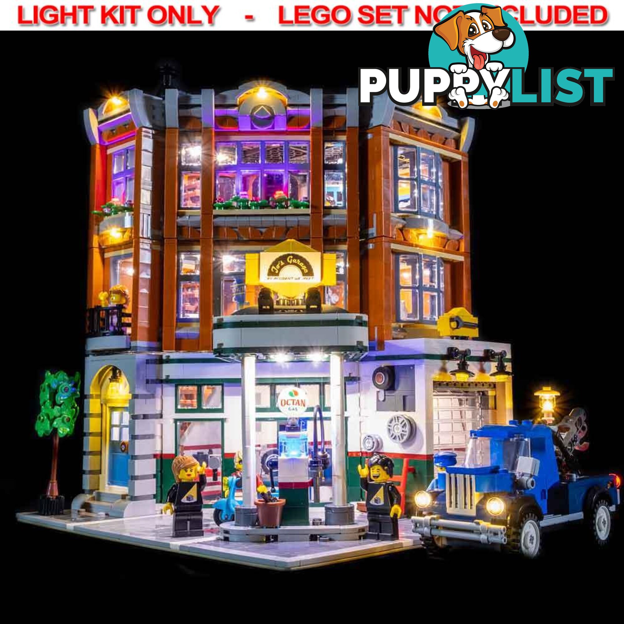 LIGHT KIT for LEGO Corner Garage 10264 - Light My Bricks - 793591188232