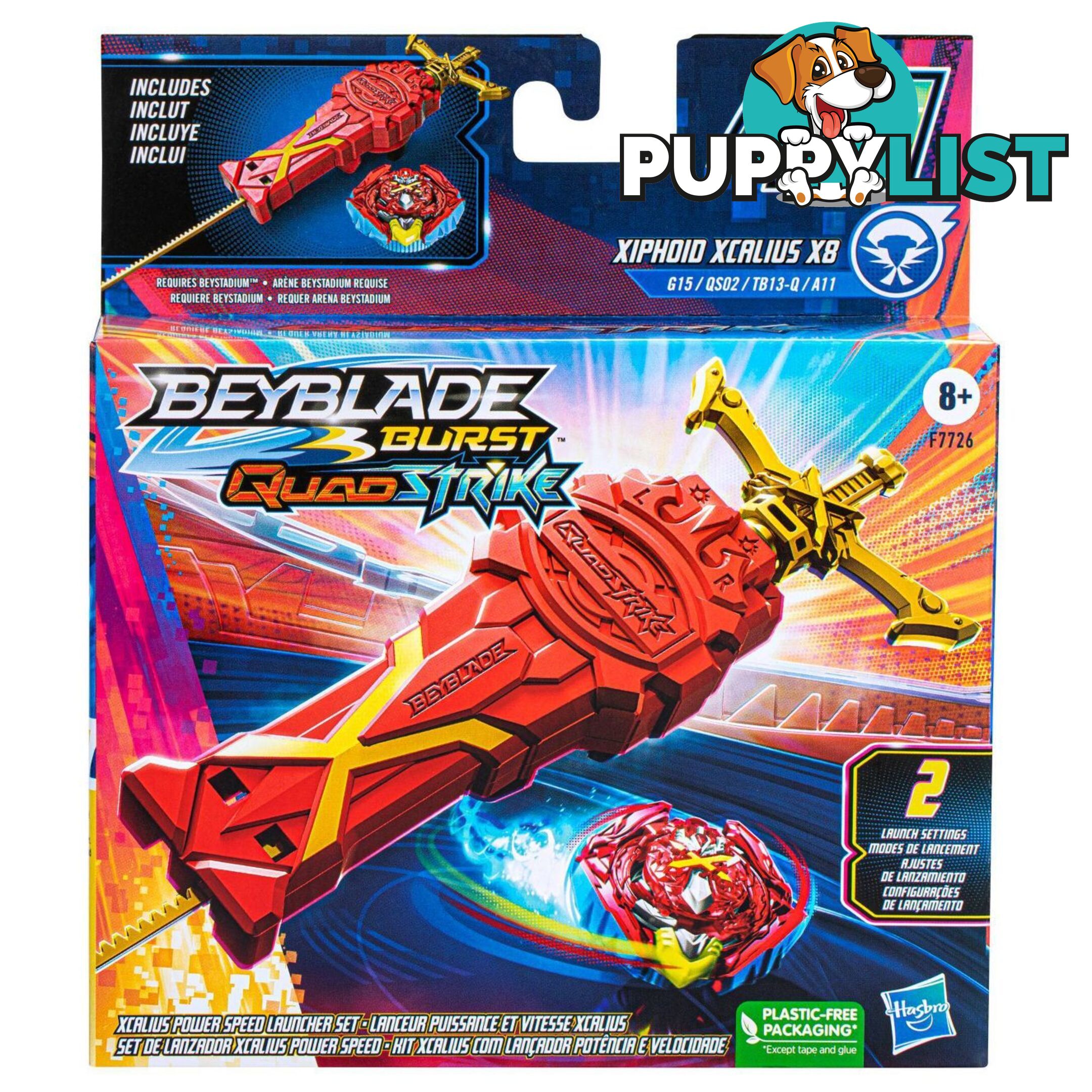 Beyblade Burst QuadStrike Xcalius Power Speed Launcher Pack With Launcher and Spinning Top Toy - Hbf7726asoo - 195166203171